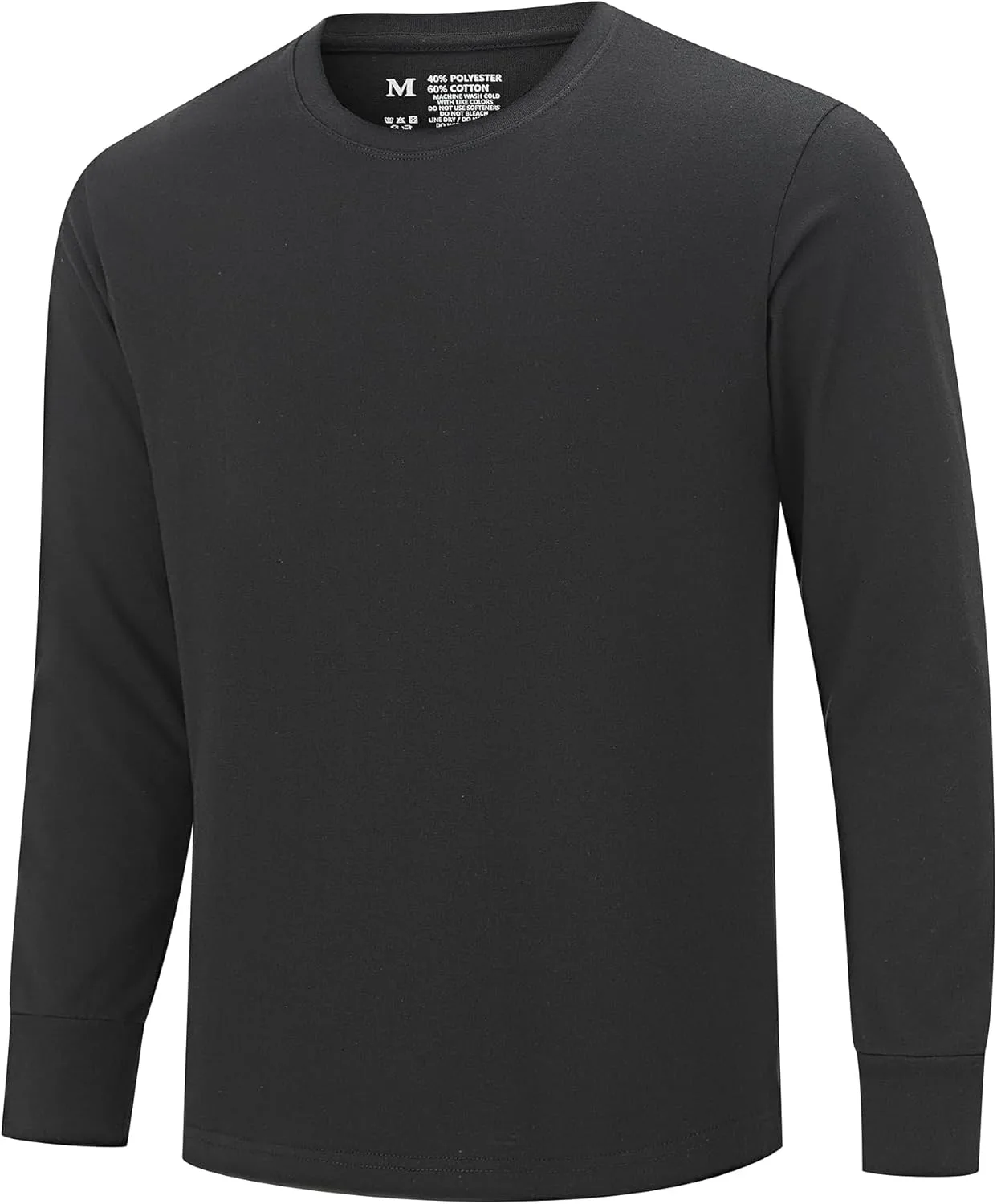 

Мужская футболка с длинным рукавом и круглым вырезом, Cotton, Moisture-Wicking Pearl snap