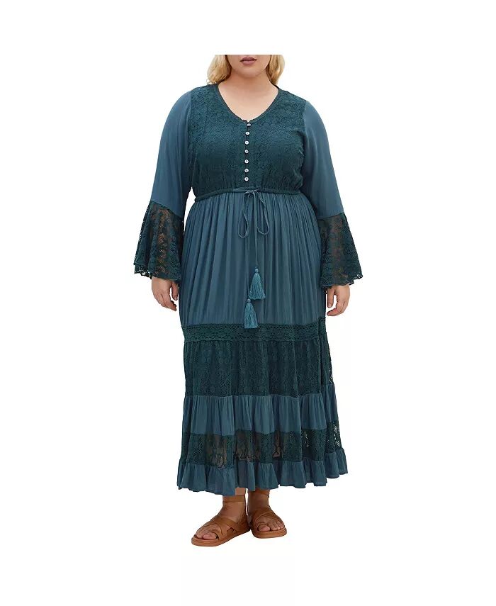 

Платье макси Tisha Lace Plus Size CITY CHIC, синий