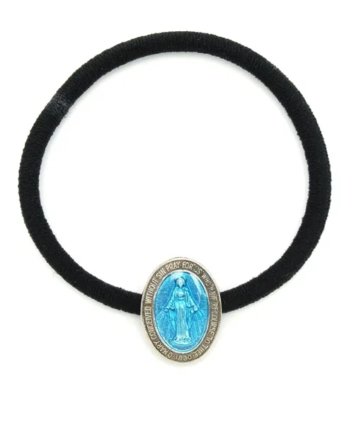 Резинка для волос с подвеской Мария, серебристая, amp japan, синий