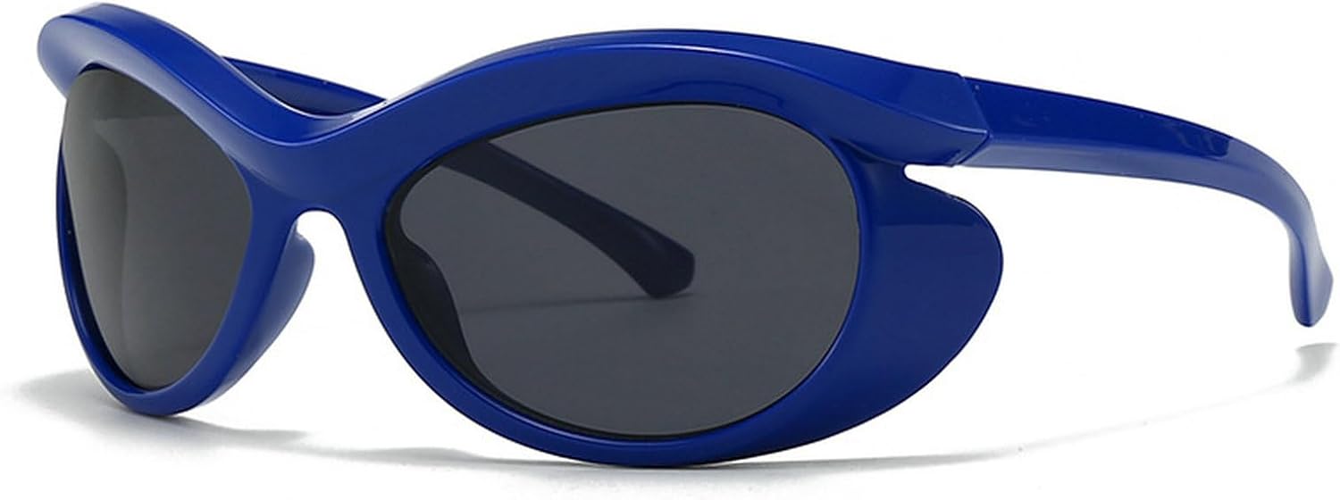 

Модные солнцезащитные очки большого размера «кошачий глаз» для женщин и мужчин, стильные солнцезащитные очки-щитки с защитой от УФ-излучения, обтекаемой формы mincl, Blue