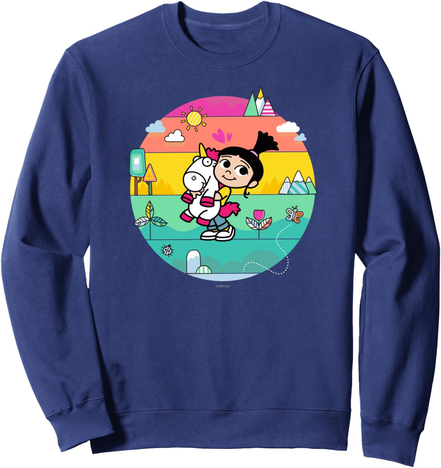 

Толстовка с изображением миньона Агнес и Пушистика (Круг) Minions, темно-синий