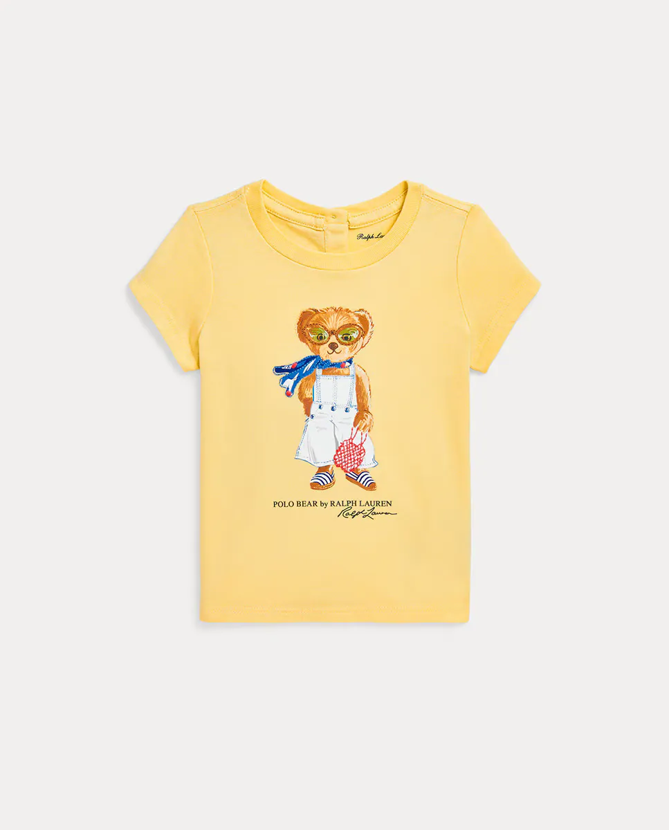 

Футболка из хлопка для девочки с изображением медведя Поло Polo Ralph Lauren, желтый