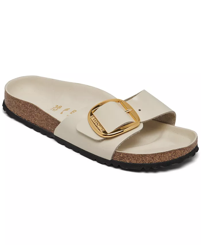 Женские сандалии Madrid Big Buckle High Shine из натуральной лаковой кожи от Finish Line Birkenstock, загар/бежевый