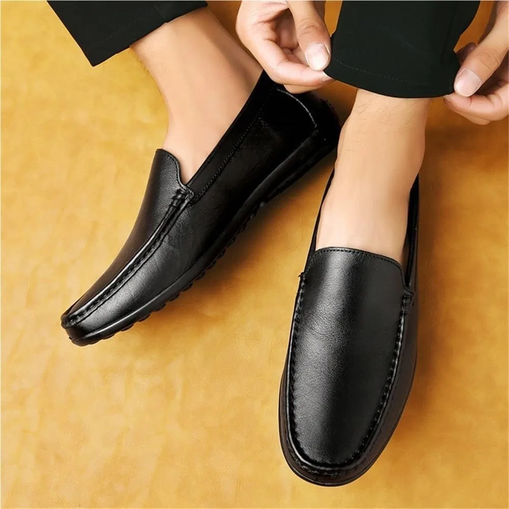 Мокасины Leather Loafers Slip-On Breathable Black DHFIRUFSHLO — фото 3
