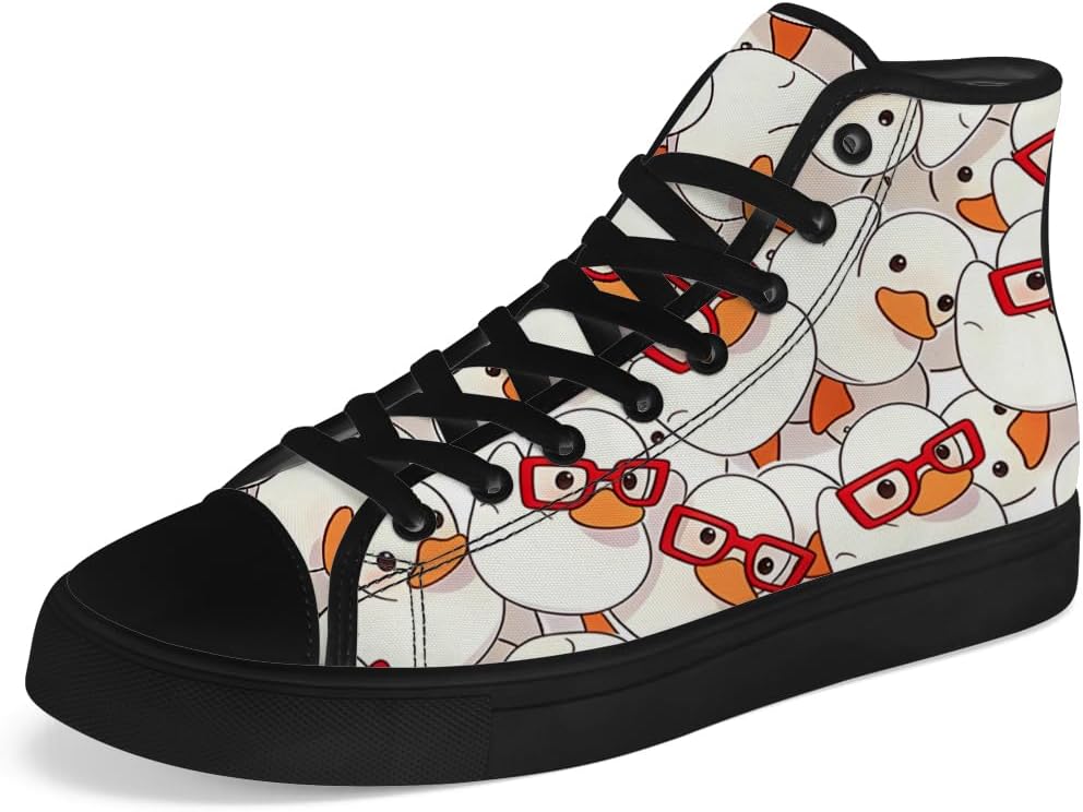 

Кеды на высокой подошве Chebing с уткой для мужчин и женщин, мультяшные кеды на высокой подошве, шнуровка, повседневная обувь, подарки для девушек и мальчиков, белый