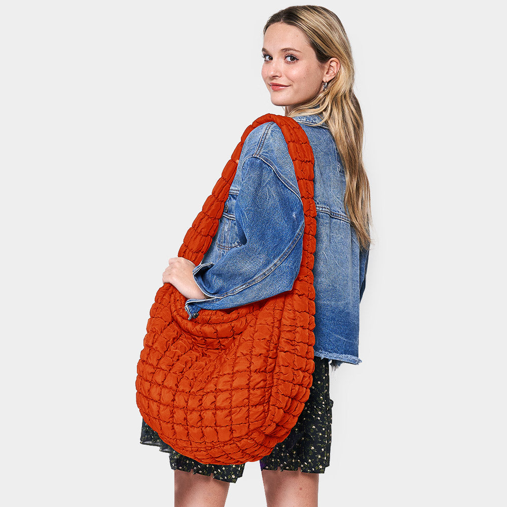 

Стеганая пуховая сумка через плечо или кроссбоди облако FASHNZFAB, оранжевый