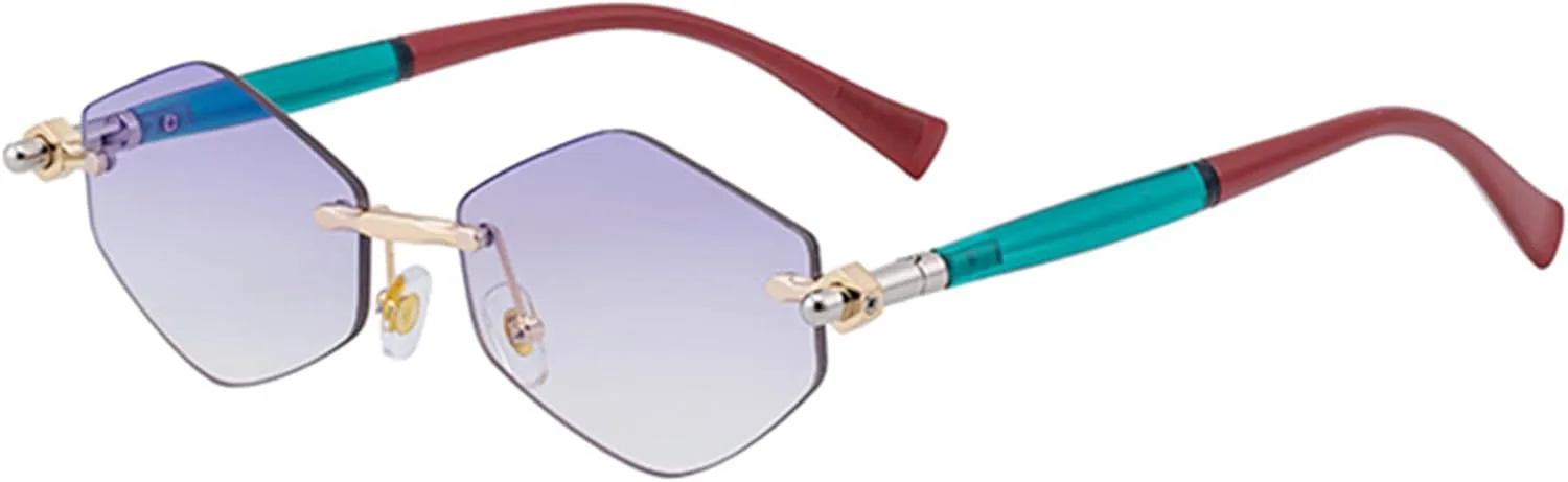 

bullabulling Ретро солнцезащитные очки без оправы, прямоугольные, унисекс, винтажные, модные квадратные солнцезащитные очки с тонировкой, Gradient Purple