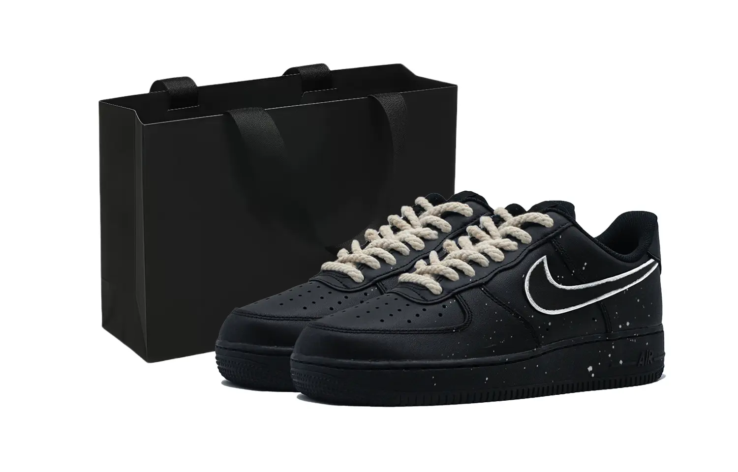 

Air Force 1 Phantom Galaxy устойчивые к истиранию противоскользящие low top детские скейтбординг кроссовки unisex Nike, черный/белый