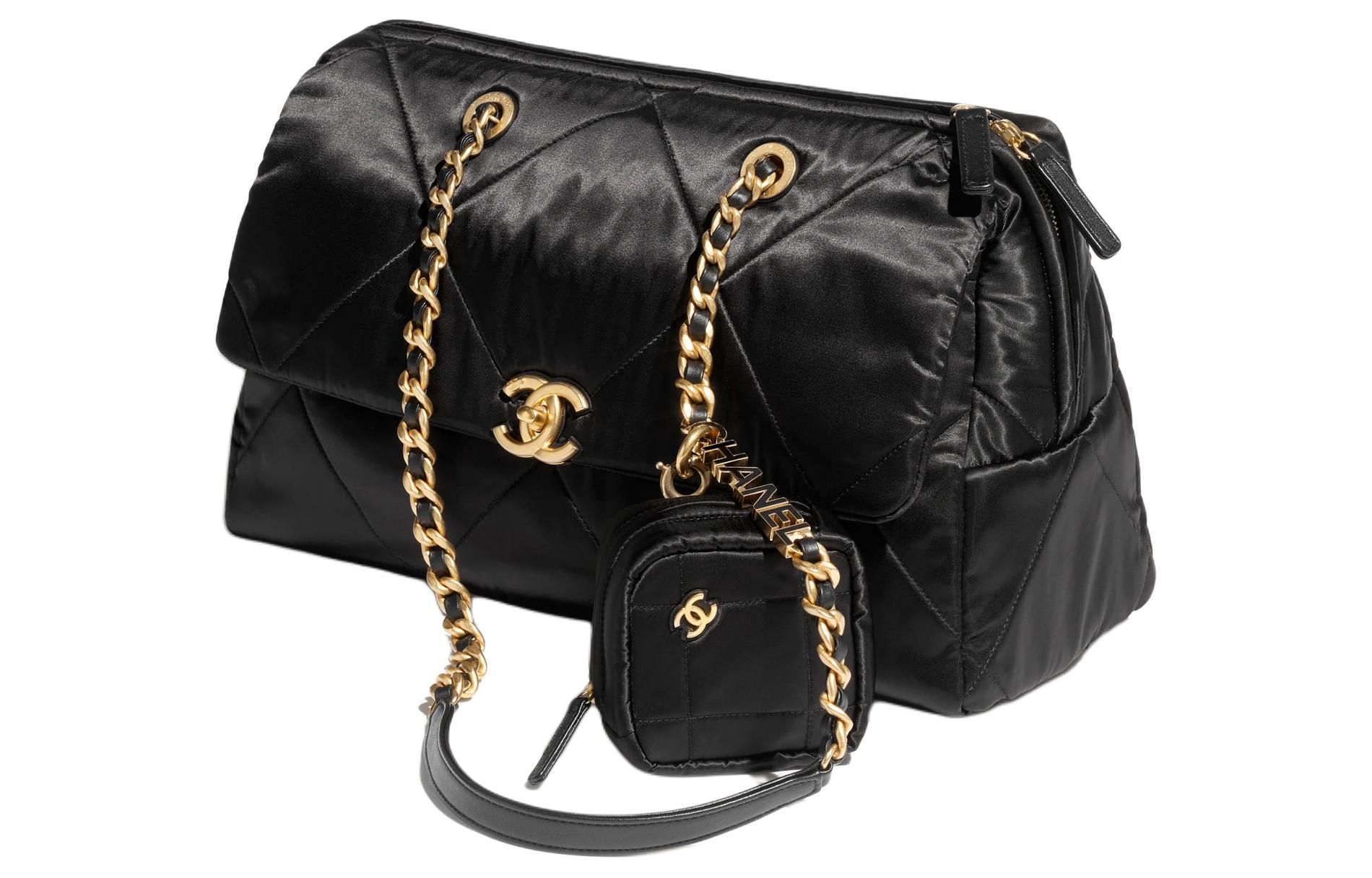 Сатиновая сумка для боулинга, женская сумка через плечо Tubas черная CHANEL — фото 3
