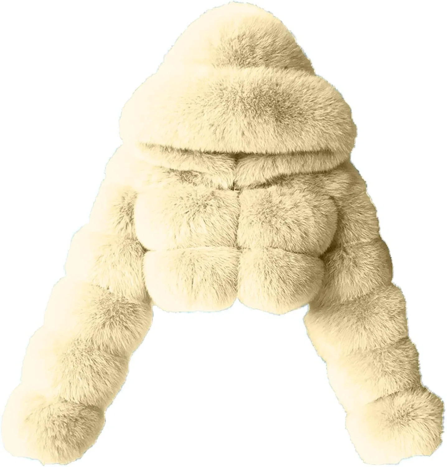 Куртка из искусственного меха, укороченная, женская, Beige — фото 3