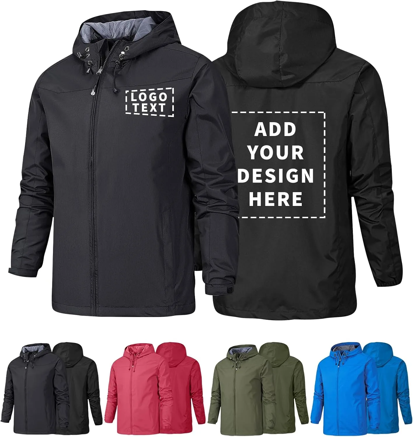 Куртка с капюшоном Custom Tactical Softshell WindBreaker Waterproof Work Uniform с нанесением логотипа Generic, черный — фото 3