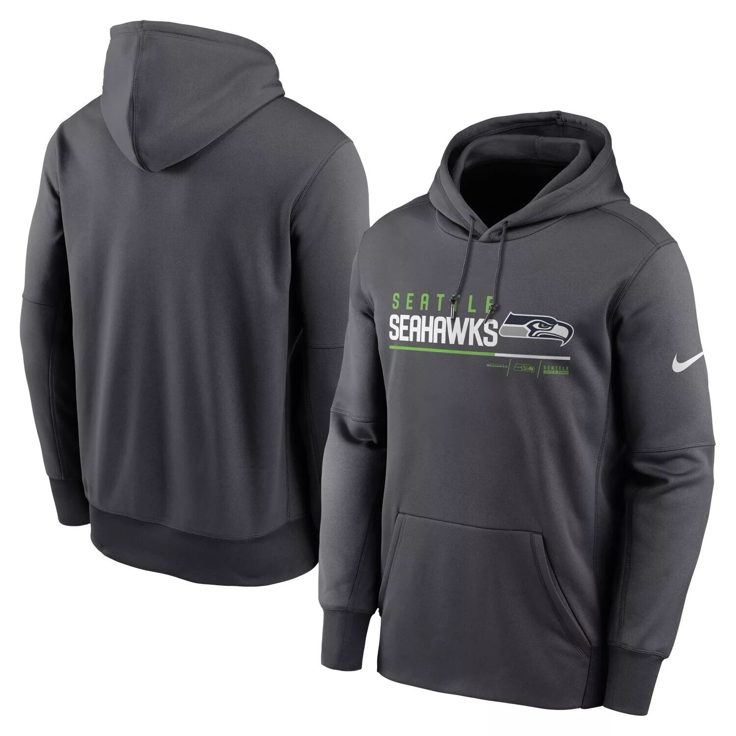 

Мужской пуловер с капюшоном с логотипом антрацитового цвета Seattle Seahawks Prime Nike, Черный, Мужской пуловер с капюшоном с логотипом антрацитового цвета Seattle Seahawks Prime Nike
