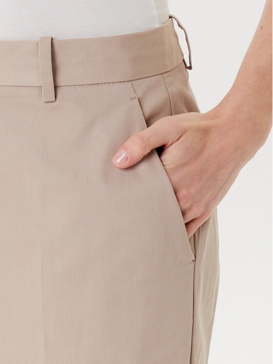 Брюки из ткани wide leg WW0WW45791 Tommy Hilfiger, бежевый — фото 4