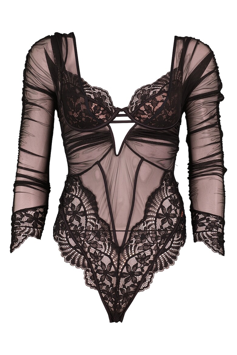 

Полупрозрачное боди с кружевом Hunkemoller, черный