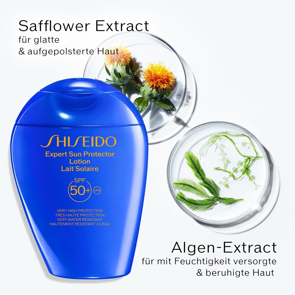 Солнцезащитный крем sun care blue expert sun protector lotion spf50 Shiseido, объем 300 мл — фото 4