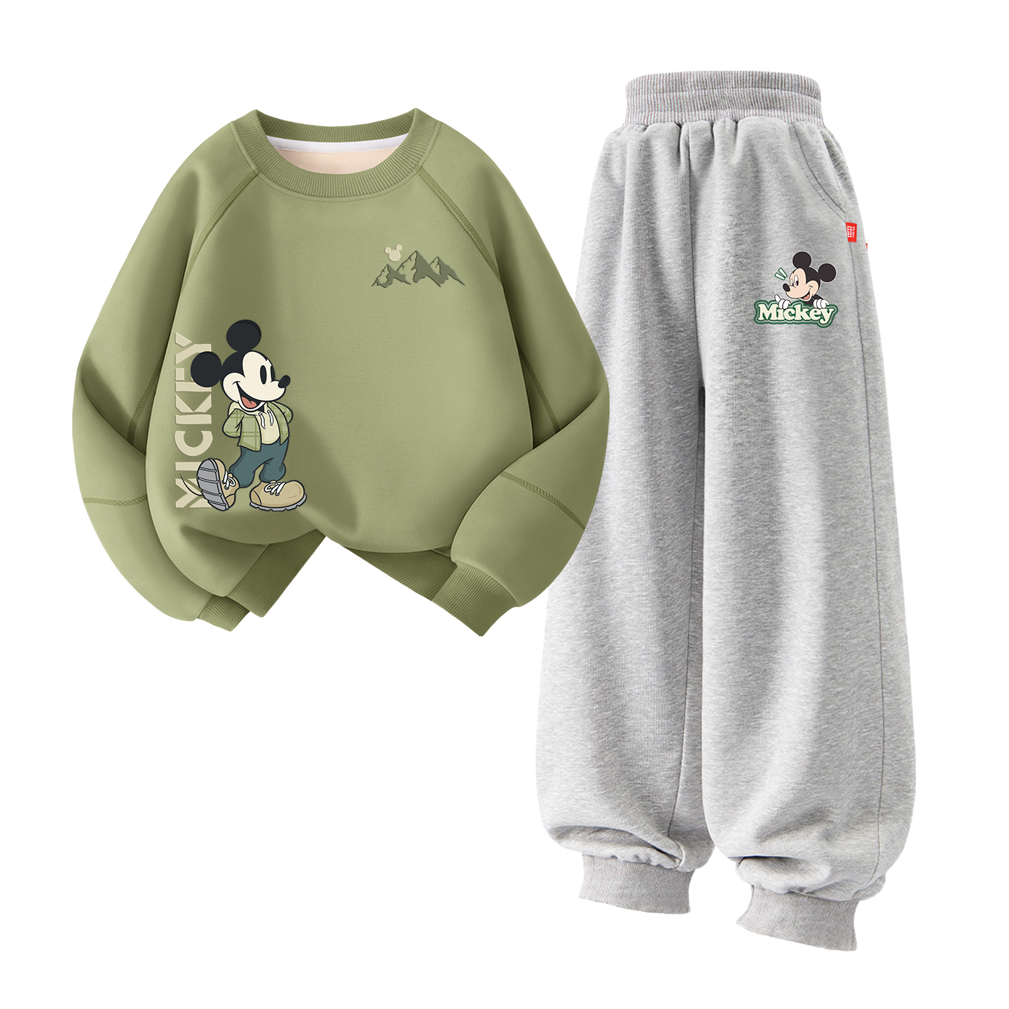 

Детская повседневная спортивная одежда Disney, [Thickened and Fleece-Lined]Di Chong Top of The Mountain K Mugwort Green+Di Smile Face K Gray