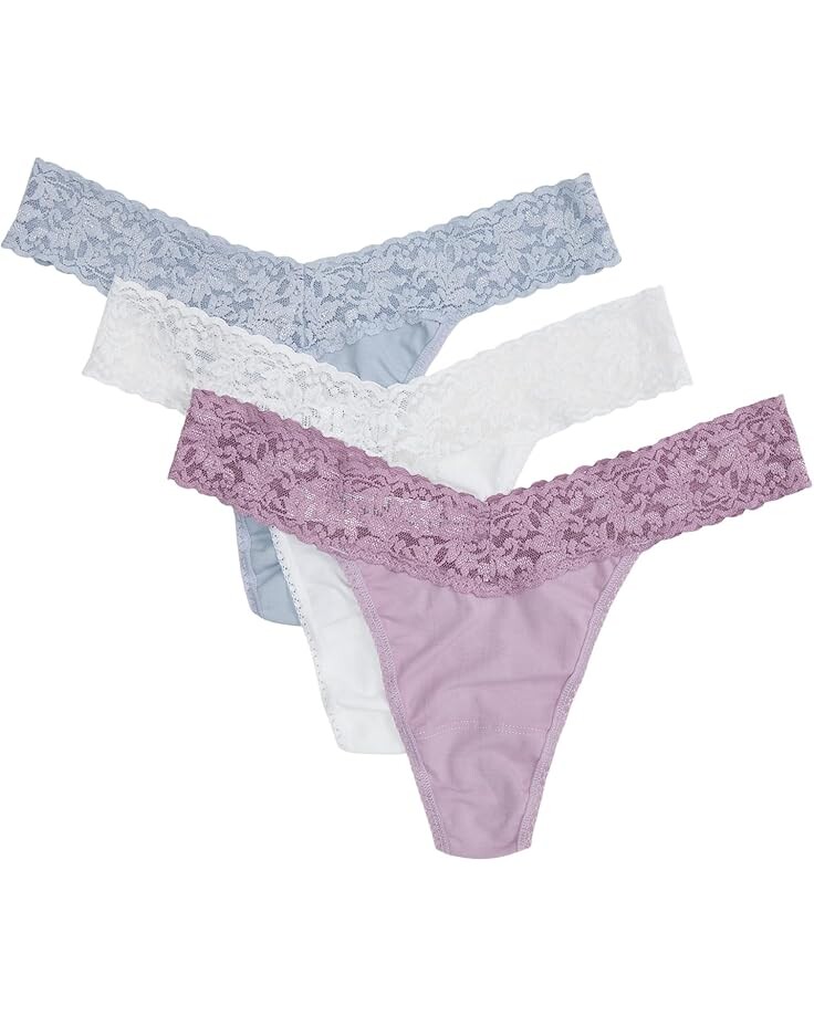 

Стринги Hanky Panky Supima Cotton Original Rise Thong 3 Pack, цвет Water Lily/Dove Grey/White