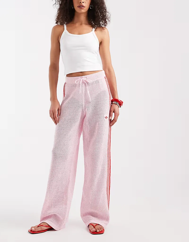 Вязаные спортивные брюки Adidas Originals розового и, красный