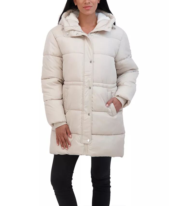 

Женское стеганое пальто 3/4 с капюшоном, на подкладке и с кулиской на талии Sebby Collection, коричневый/бежевый