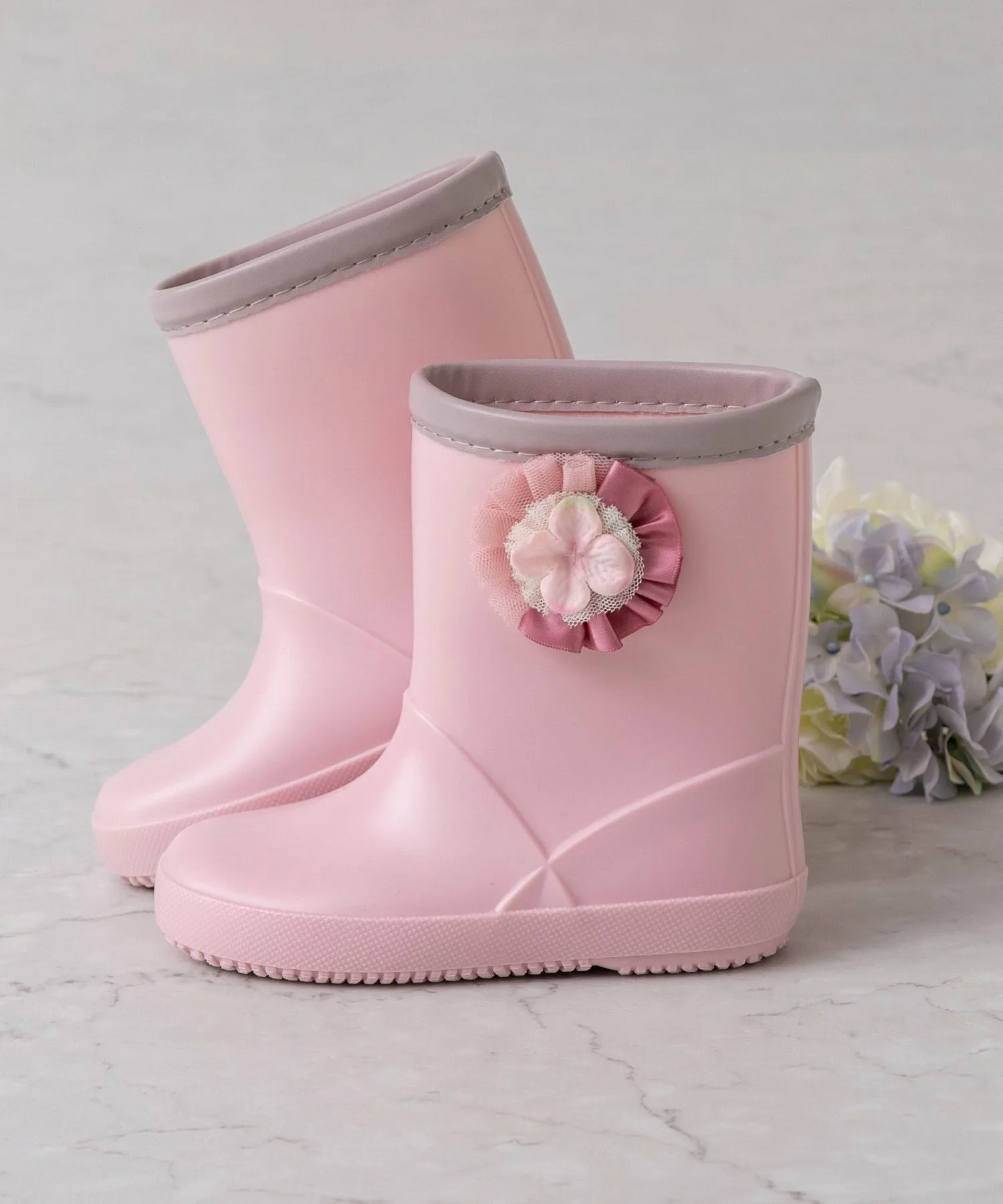 Короткие резиновые сапоги/цветочная бутоньерка Panpantutu, Cream Rose