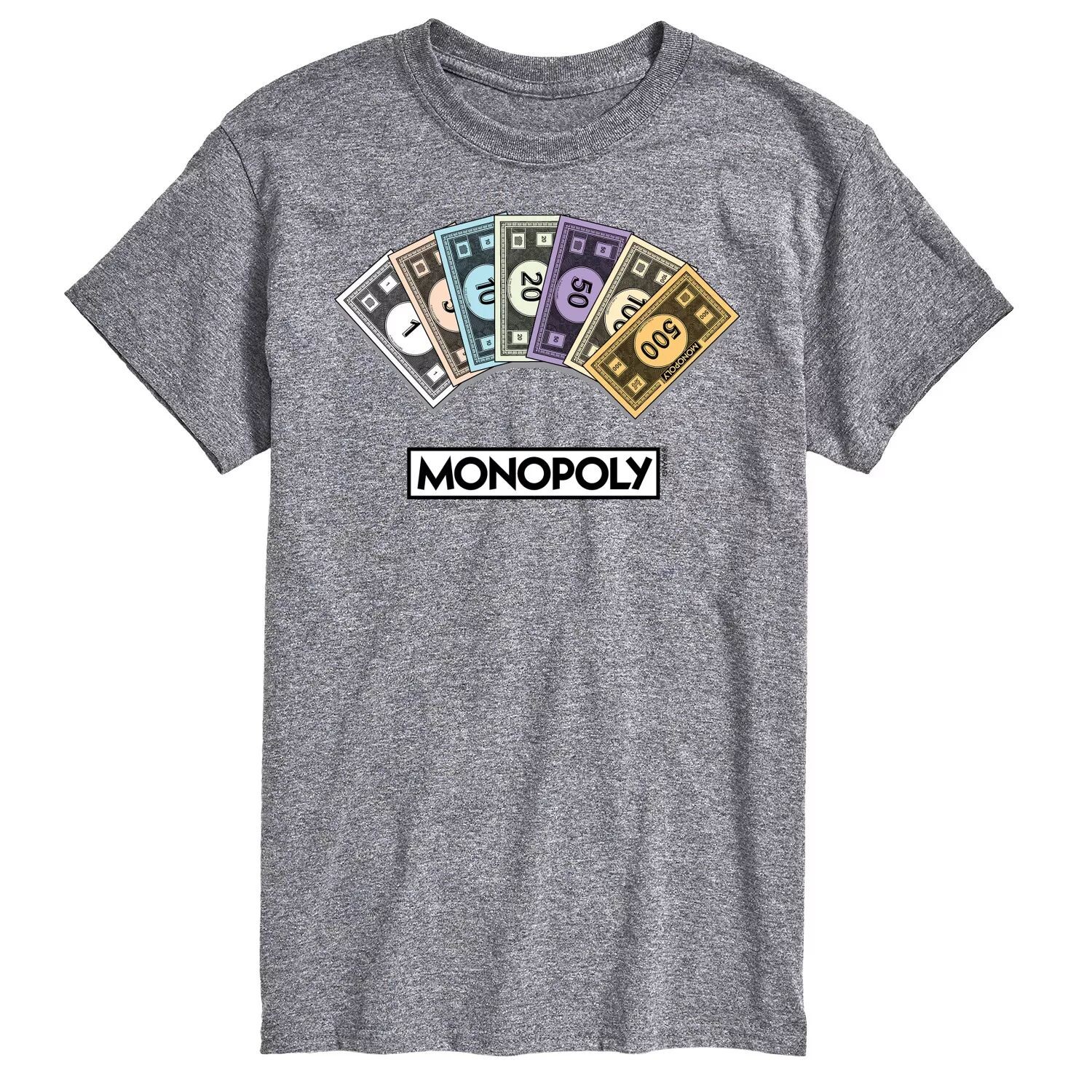 

Футболка с рисунком Big & Tall Monopoly Money Stack Licensed Character, серый