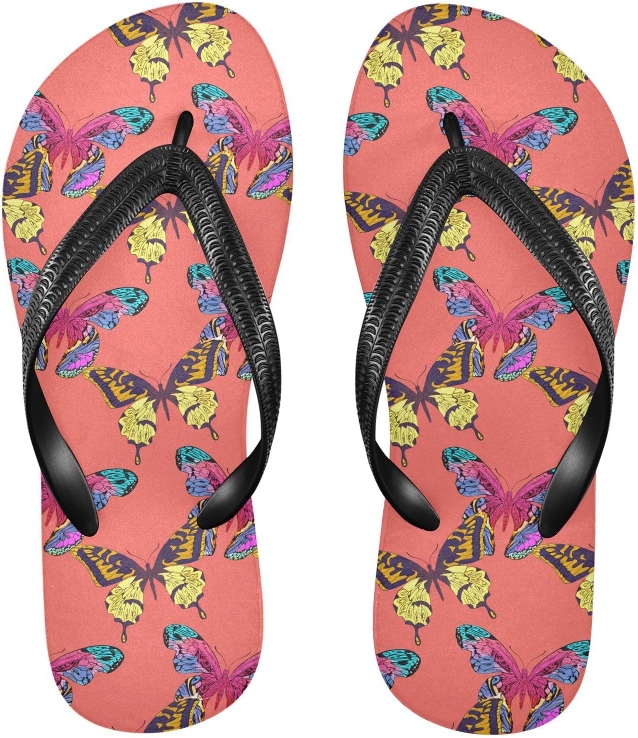 

Женские и мужские пляжные шлепанцы с яркой бабочкой, кораллового цвета, летние повседневные сандалии для душа 20862015 Kfbe, Coral