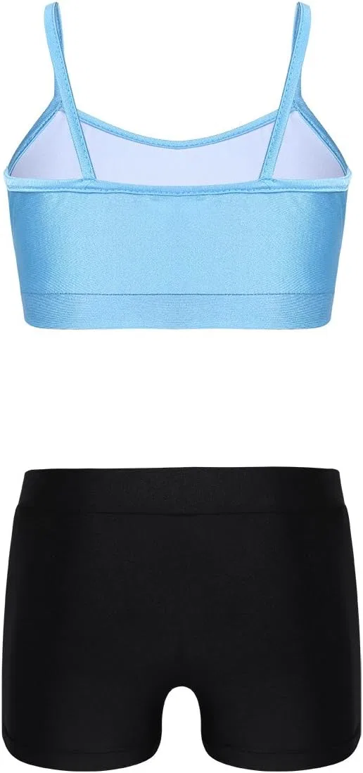 Детский спортивный комплект из топа и шорт, JanJean, Sky Blue&black — фото 4