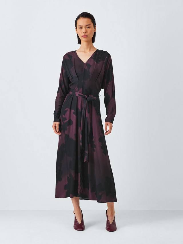 

Платье миди Odyssey Bloom с принтом и бантом John Lewis, Berry