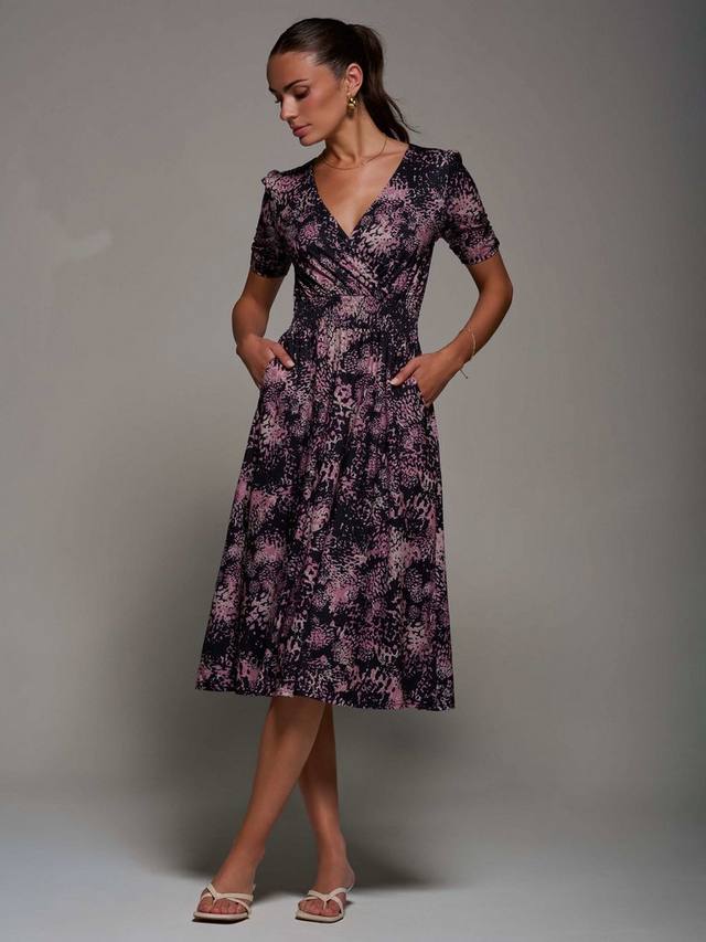 

Платье миди с драпировкой Abstract Jolie Moi, Black/Pink