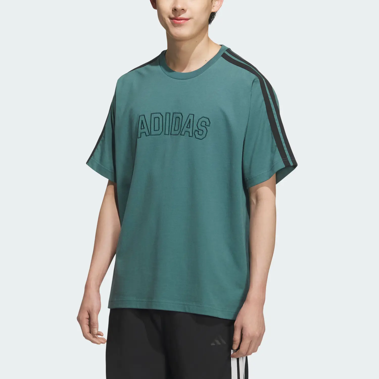 Adidas Футболка мужская мягкая голубая зеленая — фото 3