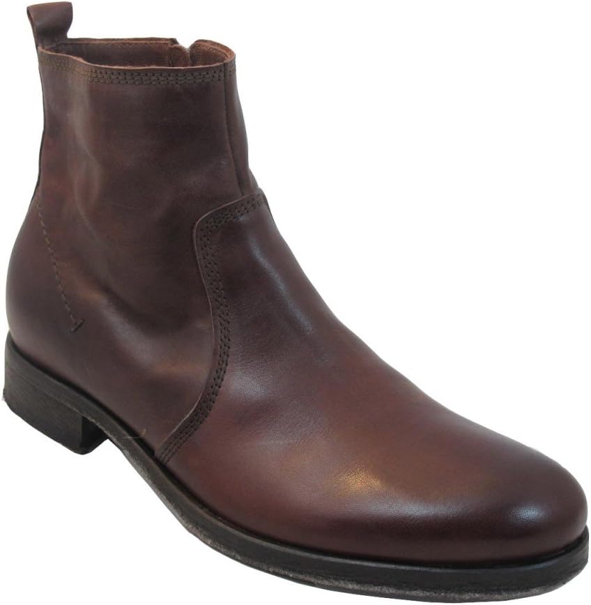 

Мужские итальянские ботинки Brumas 25171 на шнуровке с боковой молнией и круглым носком, коричневый