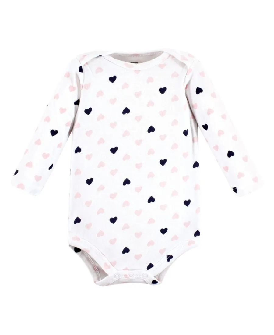 Комплект из 3 хлопковых боди с длинными рукавами Hudson Baby, girl daddy розовый темно-синий 3-pack — фото 4