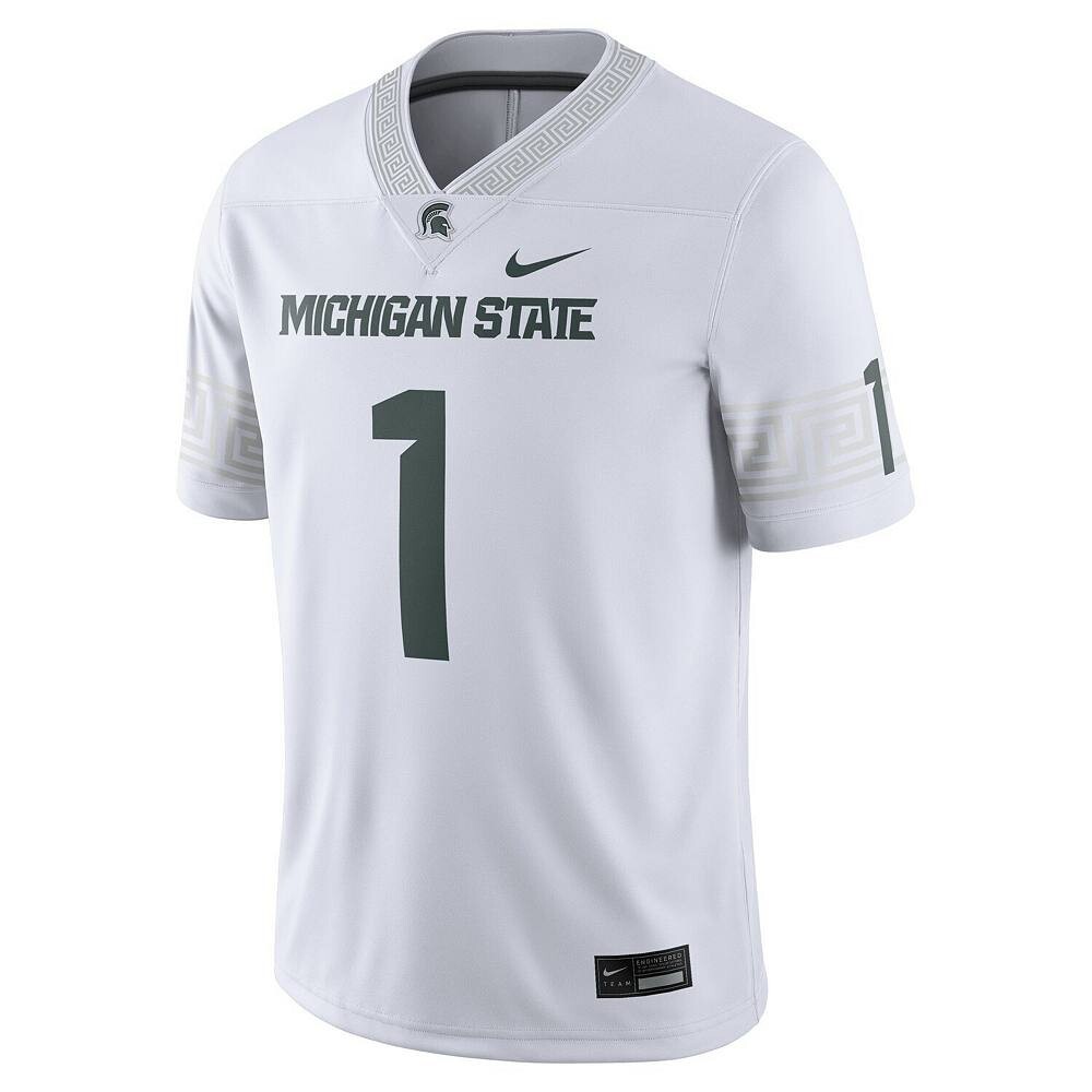 Мужское джерси Nike #1 белого цвета Michigan State Spartans Football Game, цвет Msu White — фото 3