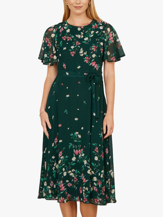 

Платье-клеш с принтом в виде ромашек Yumi, Green/Multi