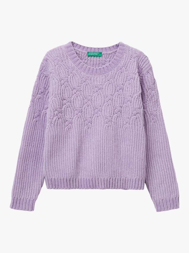 

Детский свитер с воротником-гольф из шенилла Benetton, Violet