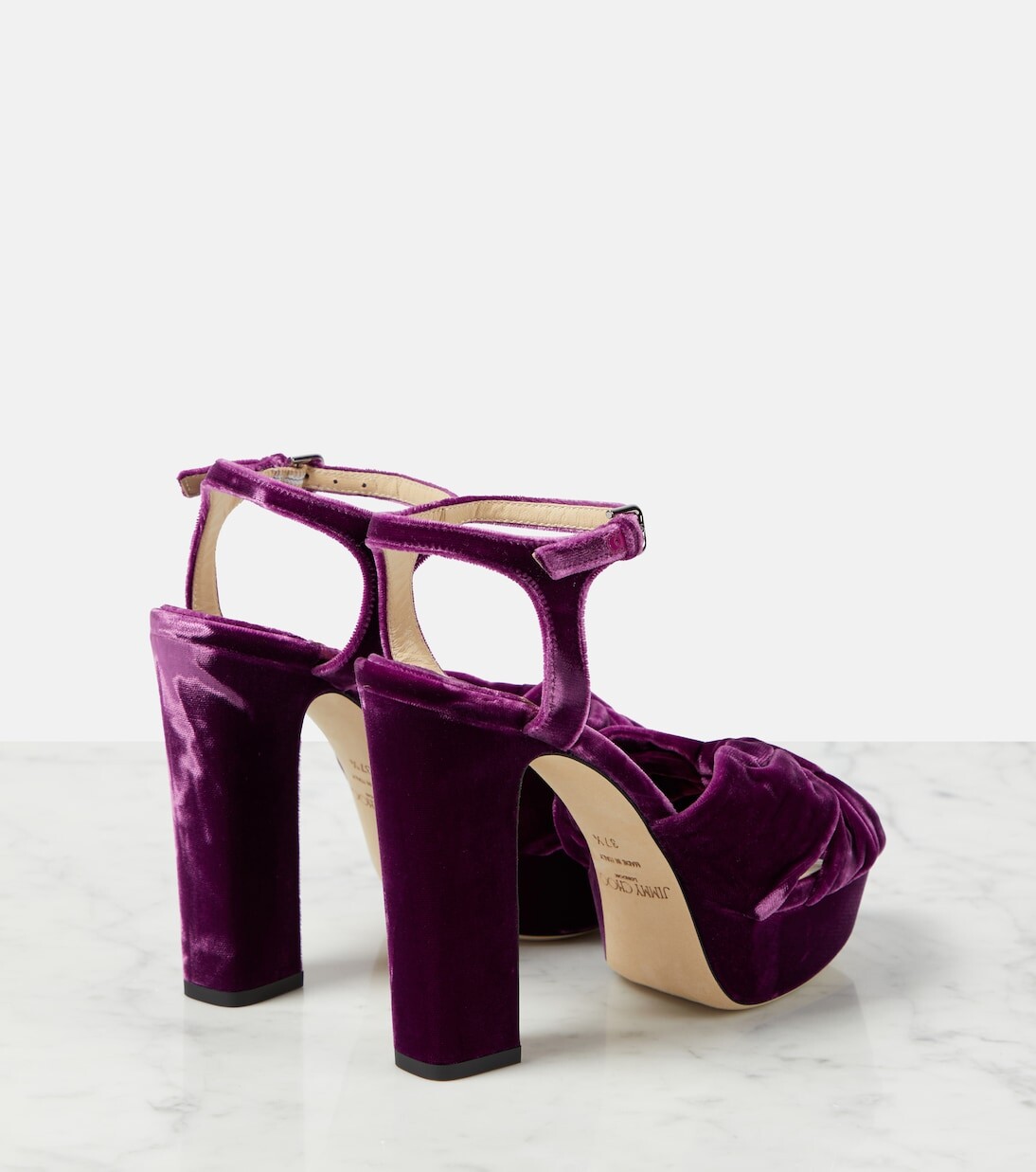 Бархатные туфли heloise 120 с открытым носком Jimmy Choo, фиолетовый — фото 3