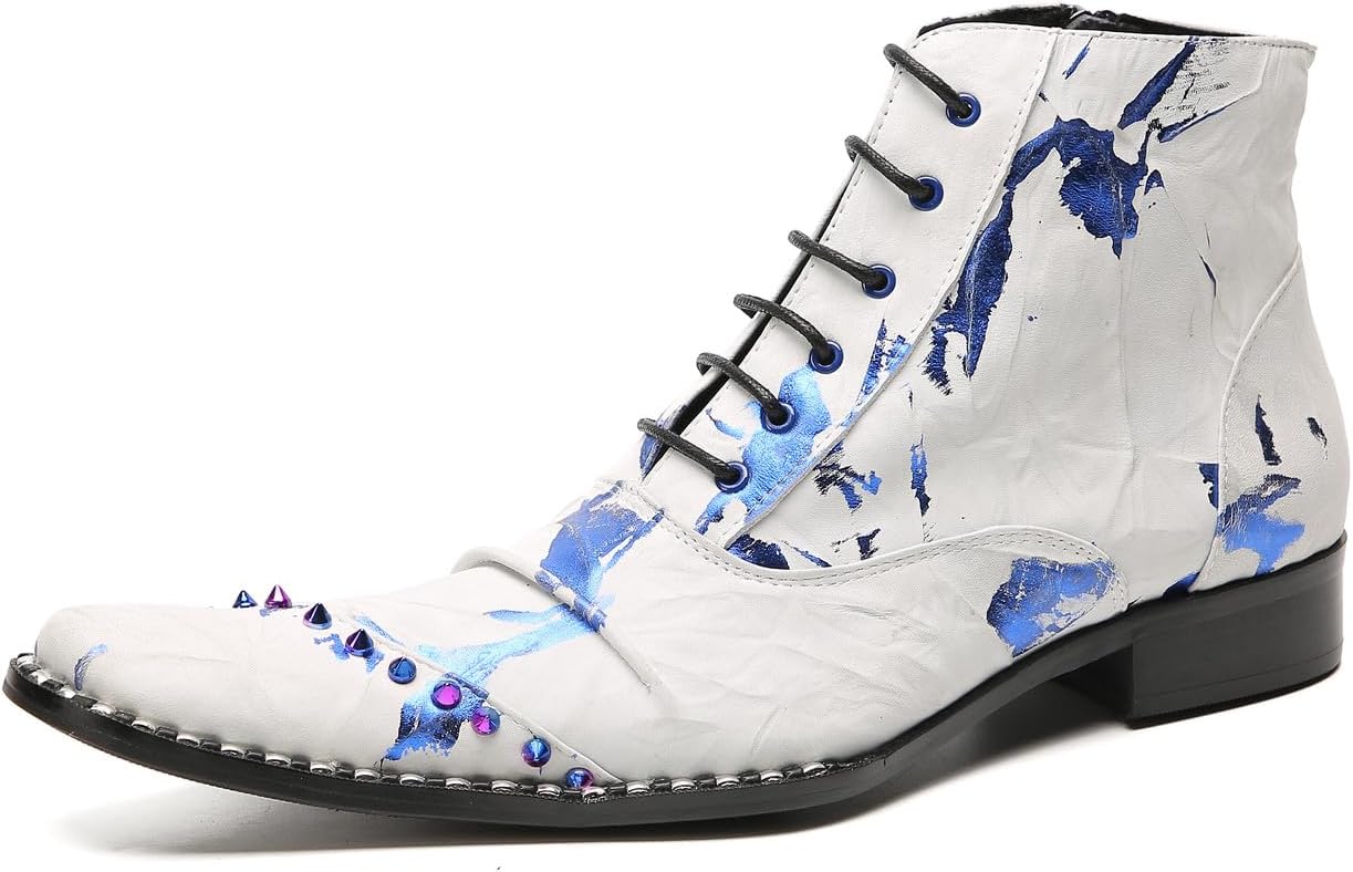 

Мужские оксфорды Santimon, ботинки для вечеринок, повседневные челси, модные удобные ковбойские ботинки с разноцветными бусинами для мужчин