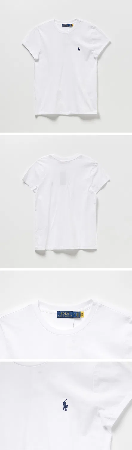 Женская хлопковая футболка с круглым вырезом Polo Ralph Lauren, цвет белый — фото 3
