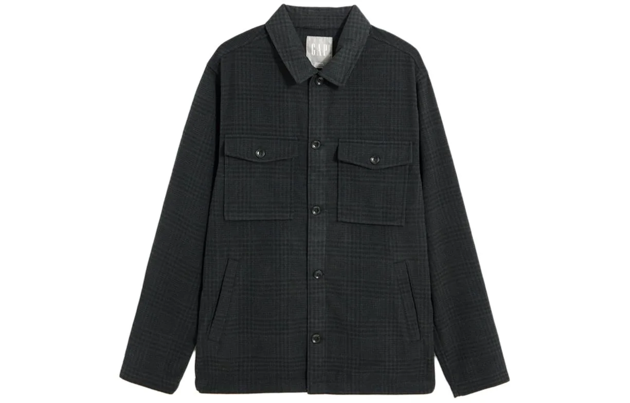 Рубашка мужская Lapel Moderate Others GAP, синий черный plaid