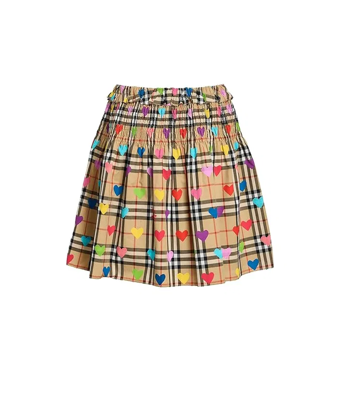 Юбка с принтом Burberry Kids Ama Check Heart, Sand IP Pattern — фото 2