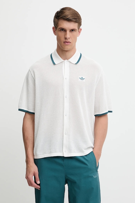 

Хлопковая рубашка Knitted Shirt Adidas Originals, белый