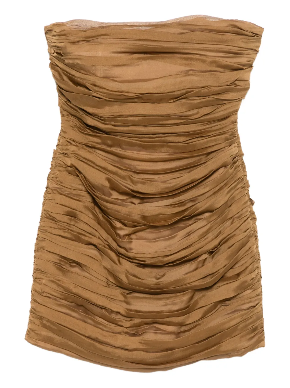 

Шелковое мини-платье без бретелек Raquel Diniz, коричневый