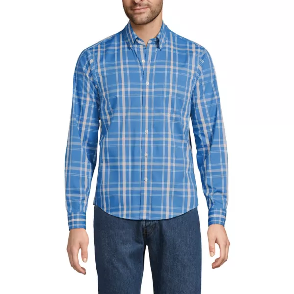 

Мужская рубашка с длинным рукавом для путешествий Lands' End, цвет blue almond plaid