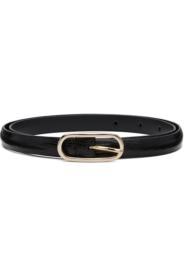 

Супертонкий пояс из кожи ящерицы с овальной пряжкой Anderson'S, черный