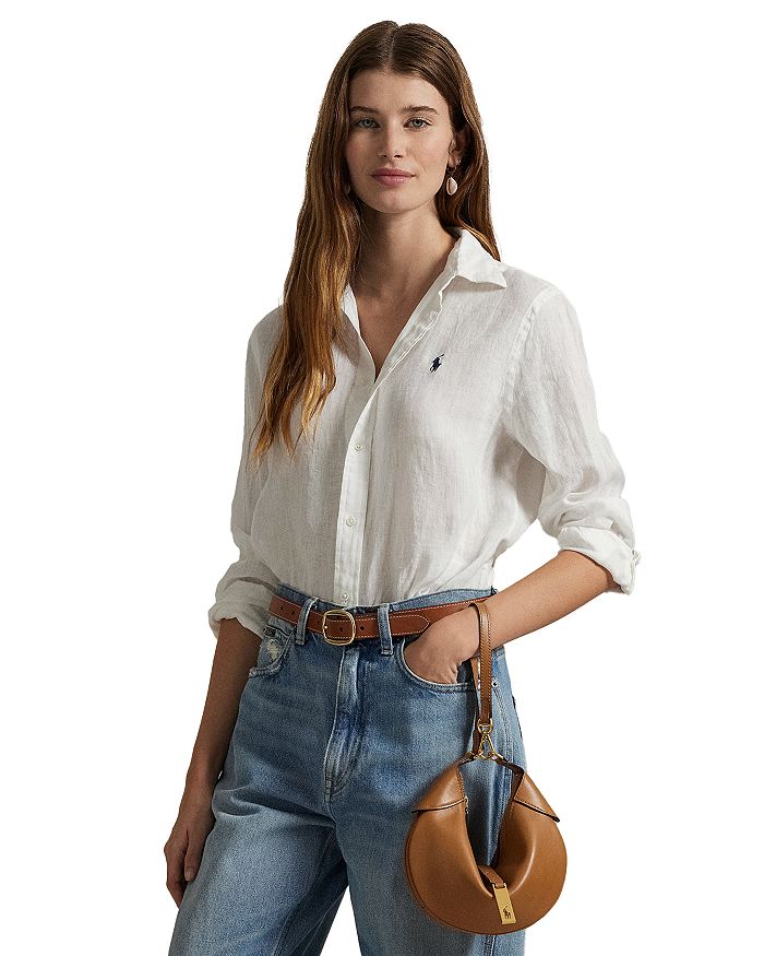 

Классическая льняная рубашка Lauren Ralph Lauren, белый