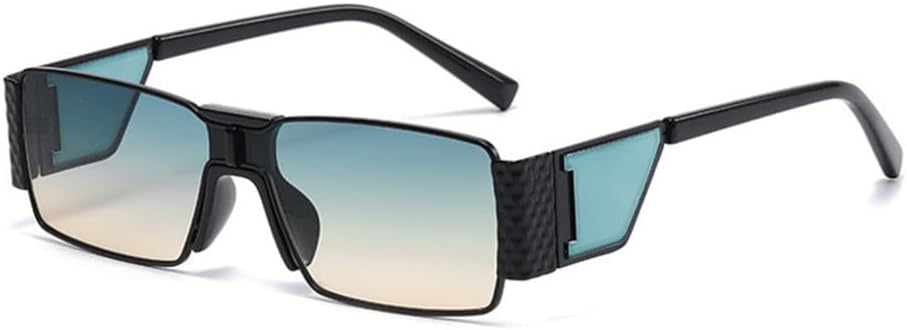 

Солнцезащитные очки в стиле ретро-стимпанк прямоугольной формы для женщин, градиентные линзы, защита от УФ-излучения UV400; солнцезащитные очки в стиле панк для мужчин LANGSER, Black Green Tea