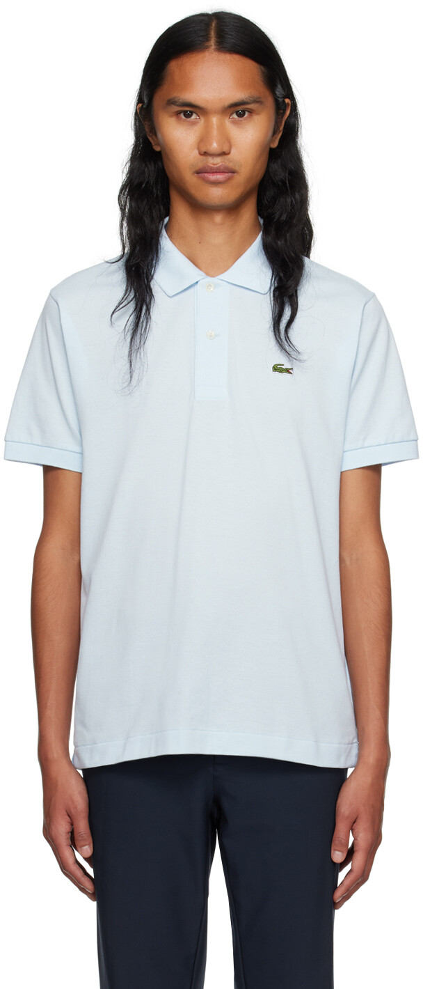 

Синяя оригинальная легкая рубашка-поло Lacoste