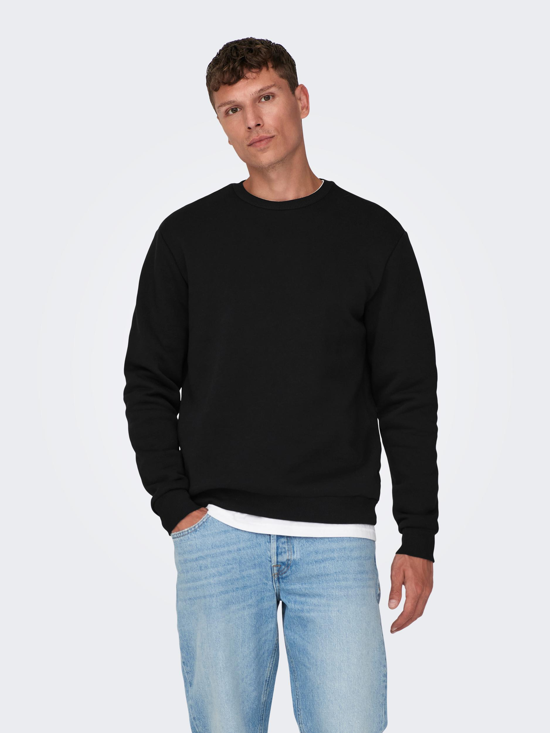 

Толстовка ONLY Basic Langarm Pullover ohne Kapuze ONSCERES, черный