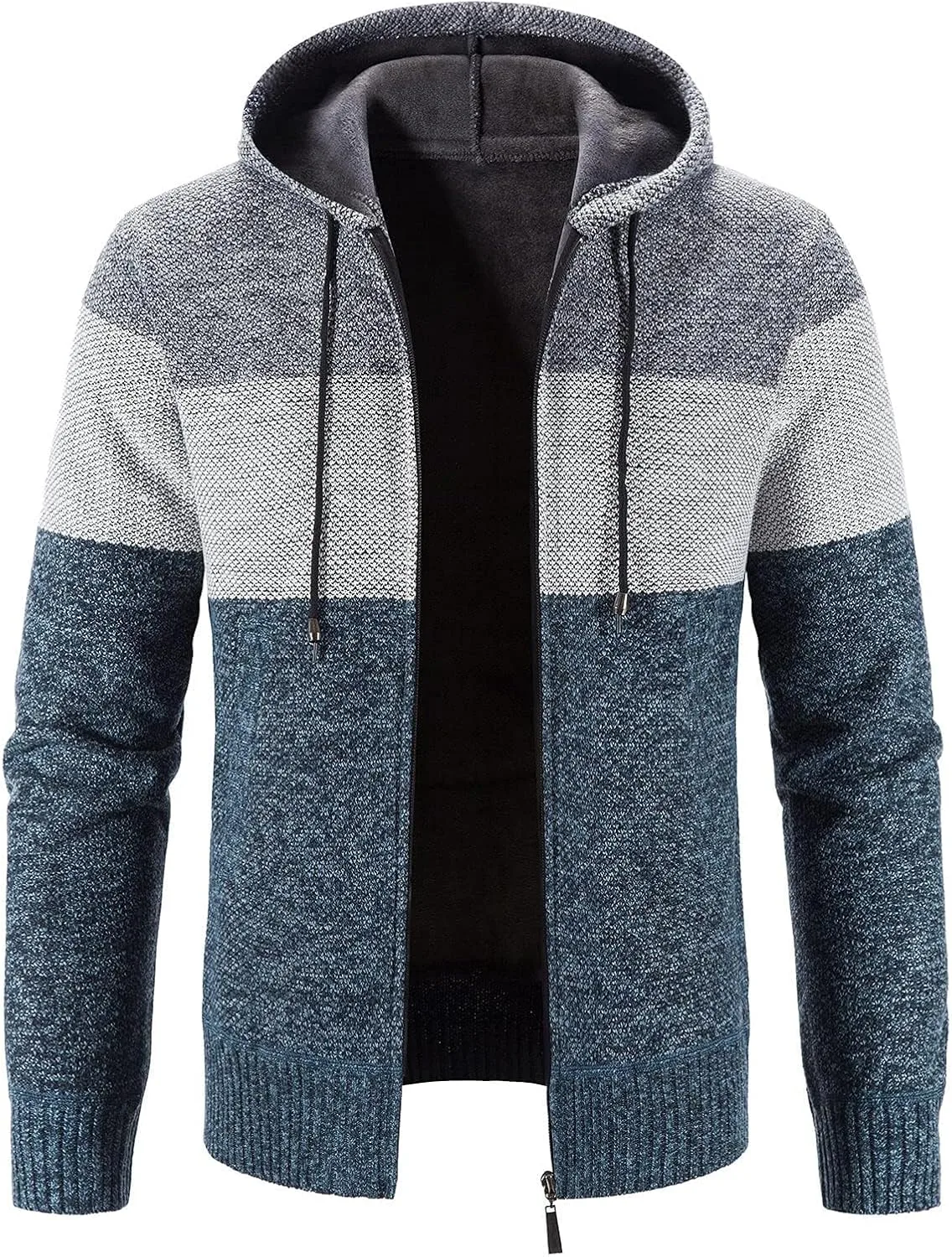 

Мужской худи на молнии с кабельной вязкой и карманом CHXLQQX