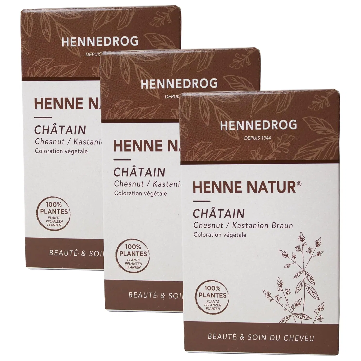 Растительная краска для волос Hennedrog Henna Chatain Chestnut Brown 90 г Generisch, Maroon